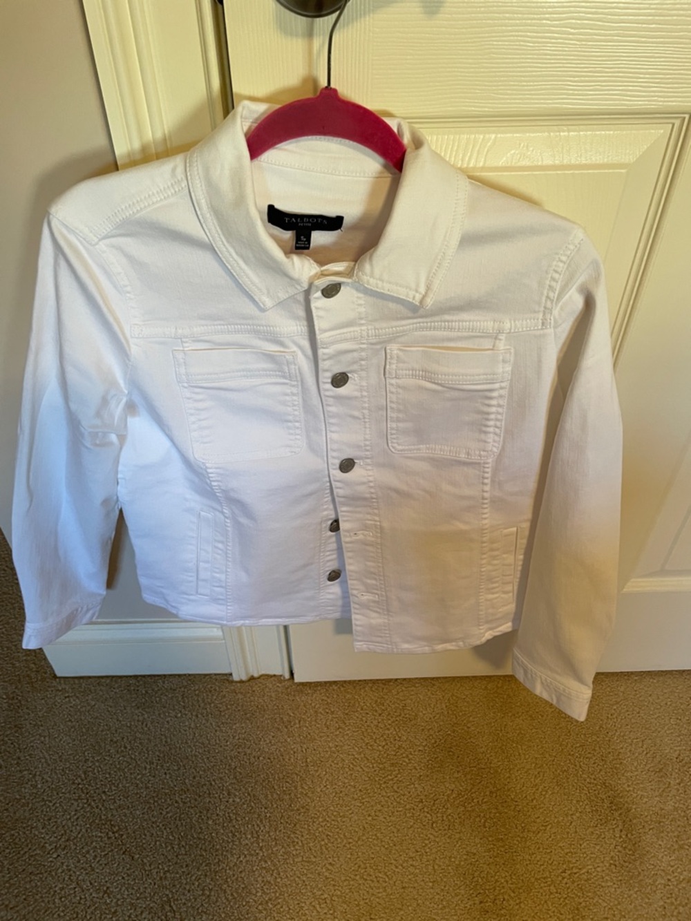Talbots White Cropped Denim Jacket